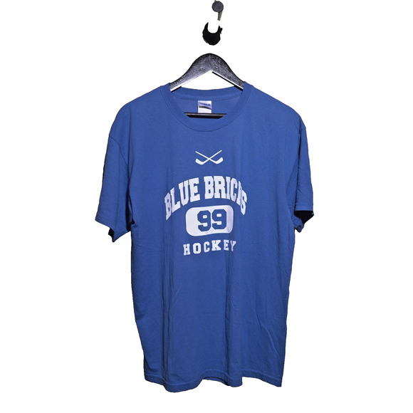 VTG Gildan 90s Minnesota Blue Brick Hockey T-Shirt Men’s L 50/50 Crew Neck OS - Picture 1 of 8